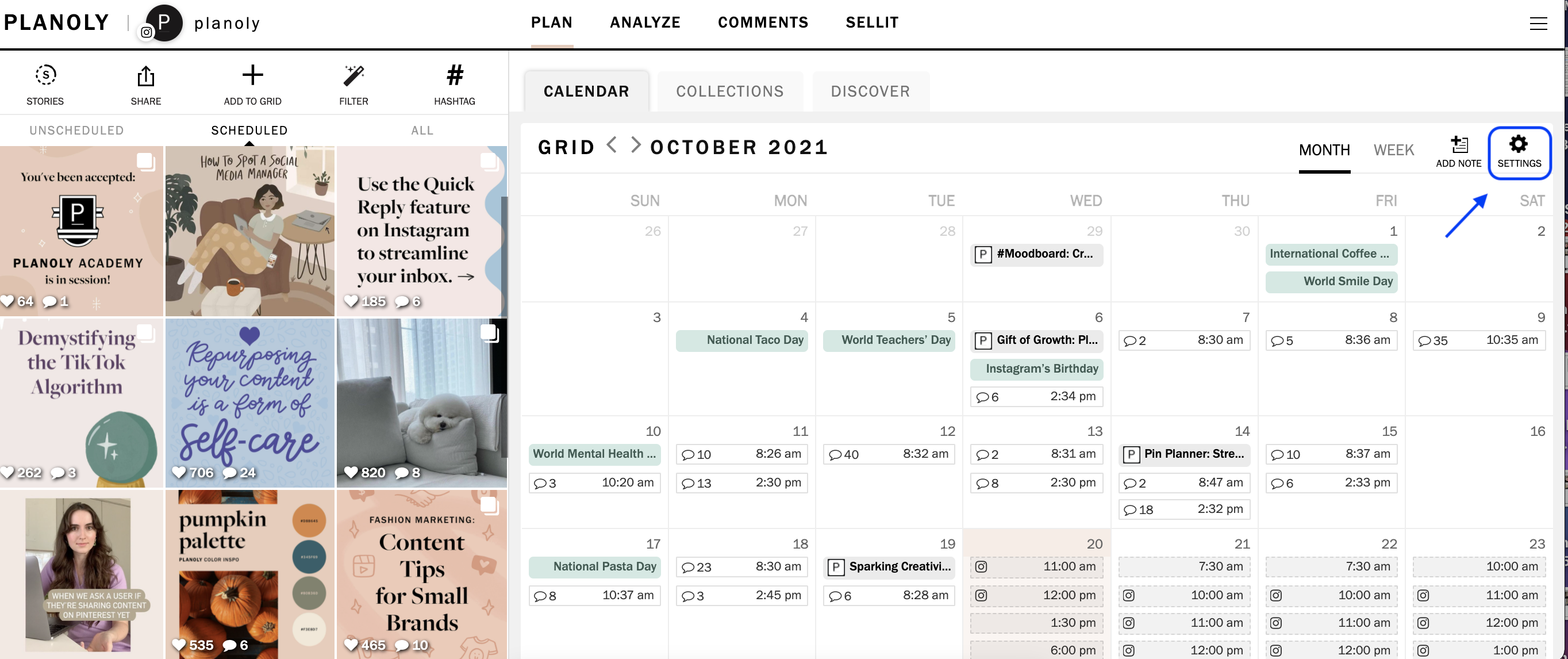 Planning with PLANOLY's Social Calendar & Calendar Notes